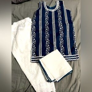 Brand new cotton chikankari salwar suit with dupatta for toddler